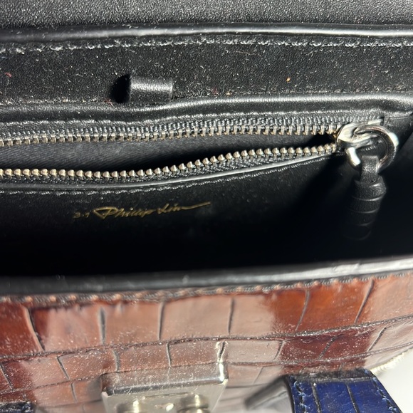 3.1 Phillip Lim Navy, Brown & Black Embossed Leather Mini Pashli - Picture 6 of 8